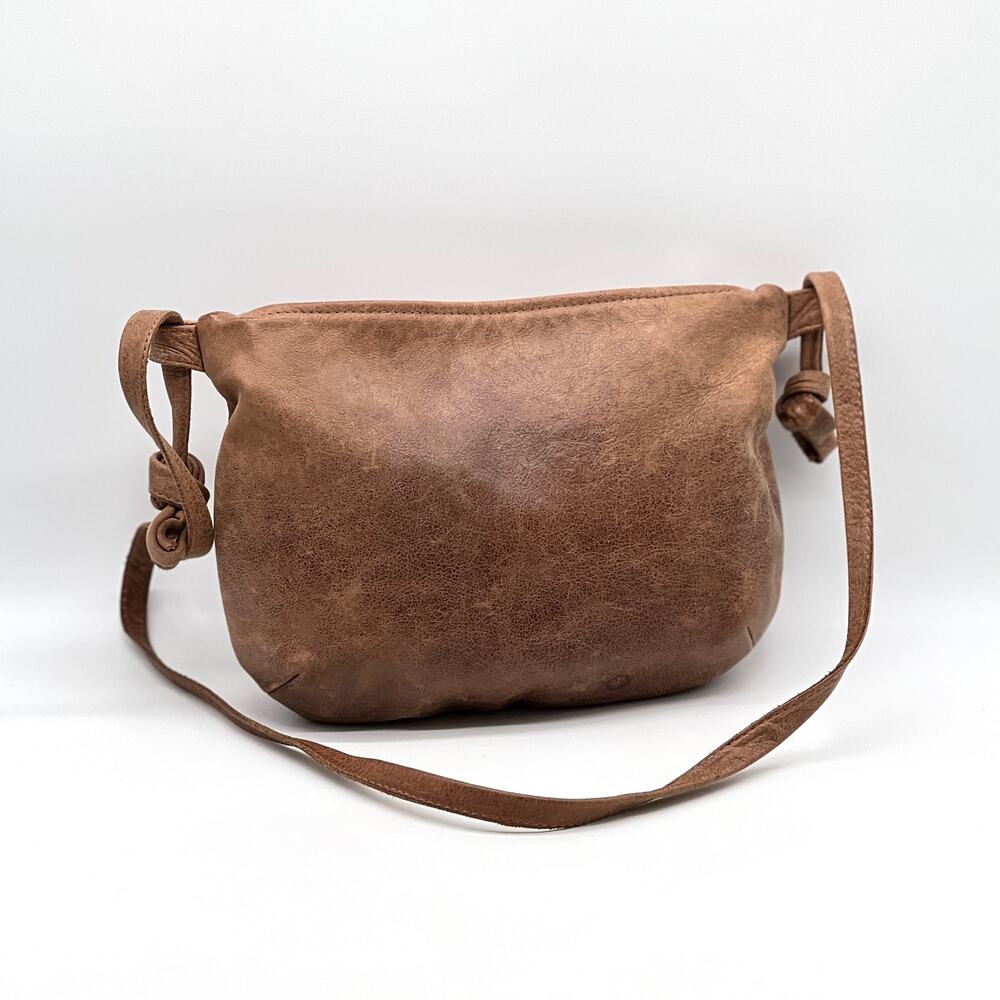 ERIN TEMPLETON TGIF Leather Crossbody Bag Brown Leather Distressed Knotted